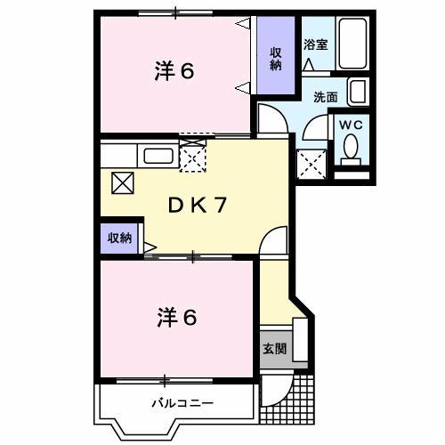 シャンゼリゼ弐番館(2DK/1階)の間取り写真