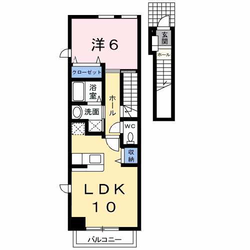 デュエルミサキ3B(1LDK/2階)の間取り写真