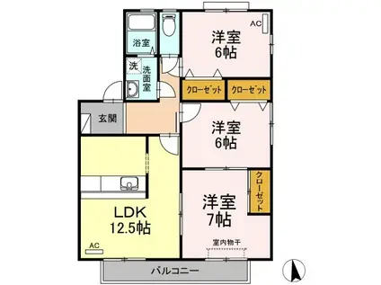 コスモタウンD(3LDK/2階)の間取り写真