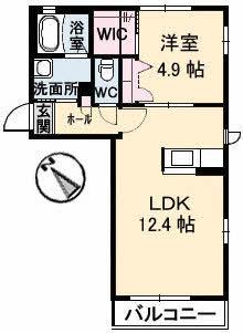 シャーメゾンエピナールⅡ番館(1LDK/1階)の間取り写真