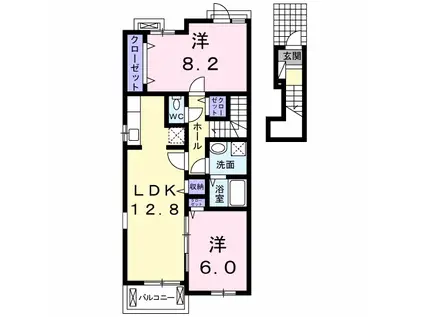 コンフォーティア鮎喰(2LDK/2階)の間取り写真