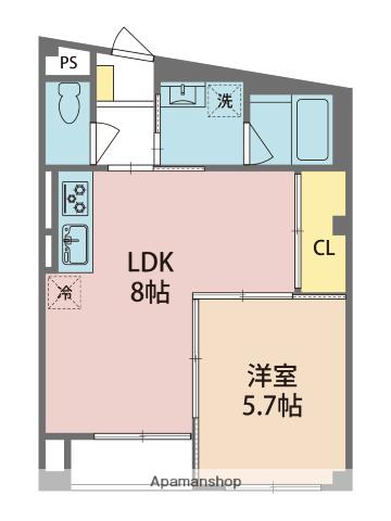 セ・ミュー川内Ⅱ(1LDK/3階)の間取り写真