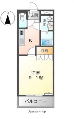 ルミナスハイム遠藤(1K/2階)の間取り写真