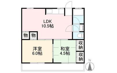 ヴェルヴィルKITA(2LDK/4階)の間取り写真