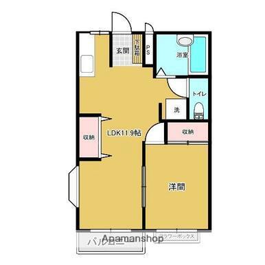 るーむ高松(1LDK/2階)の間取り写真