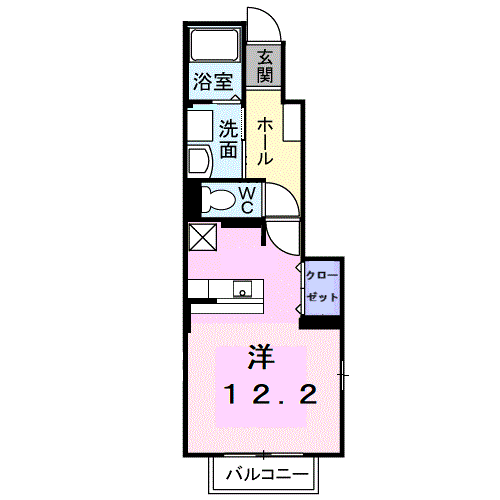 リバティハウスB棟(ワンルーム/1階)の間取り写真