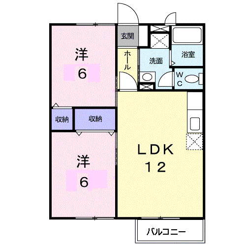 南オレンジタウンⅡ(2LDK/2階)の間取り写真