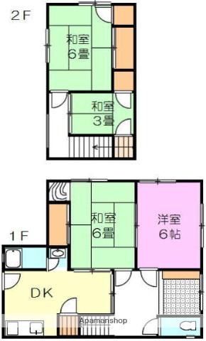 高松琴平電鉄琴平線 三条駅(高松) 徒歩7分 2階建 築52年(4DK)の間取り写真