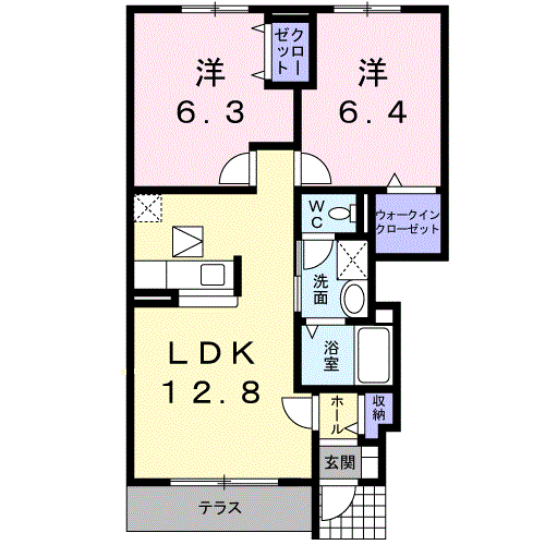 スワンKITAMURAC(2LDK/1階)の間取り写真