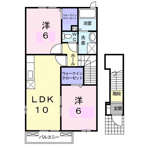 アルドーレⅠ(2LDK/2階)の間取り写真