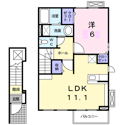 エスポア(1LDK/2階)の間取り写真