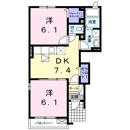 高松琴平電鉄志度線 八栗駅 徒歩8分 2階建 築15年(2DK/1階)の間取り写真