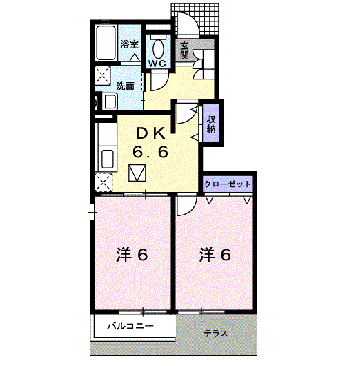 カルム・シェソワ(2DK/1階)の間取り写真