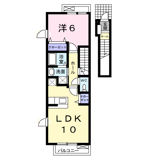フルール・M3B(1LDK/2階)の間取り写真