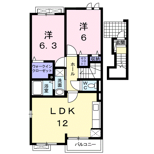 プリムラ カーサ(2LDK/2階)の間取り写真
