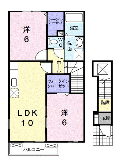 クレセントコートⅠ(2LDK/2階)の間取り写真