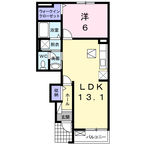 ヴィータフェリーチェⅢ(1LDK/1階)の間取り写真
