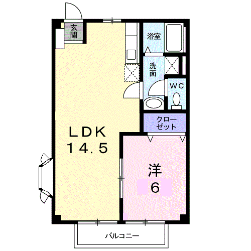 カーム小林(1LDK/2階)の間取り写真