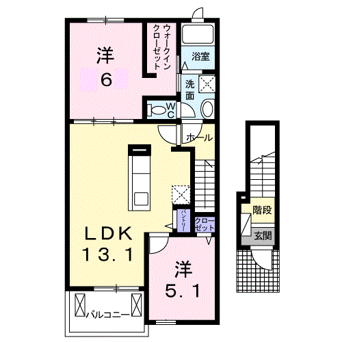 サンシャインサイド(2LDK/2階)の間取り写真