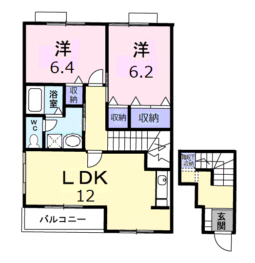 メゾニティ-B(2LDK/2階)の間取り写真