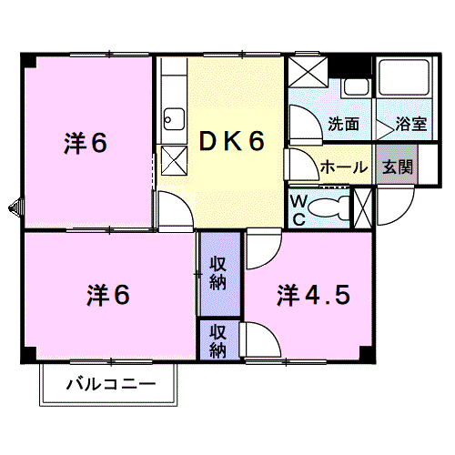 プラドール今里B(3DK/2階)の間取り写真