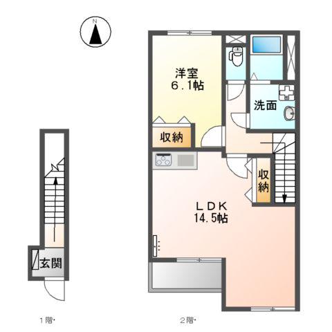 グラン フェリシア Ⅰ(1LDK/2階)の間取り写真