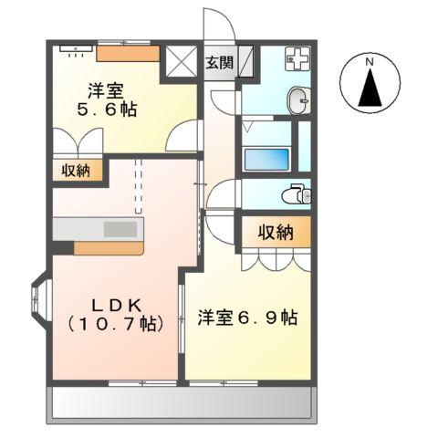 ファインパストラル(2LDK/2階)の間取り写真