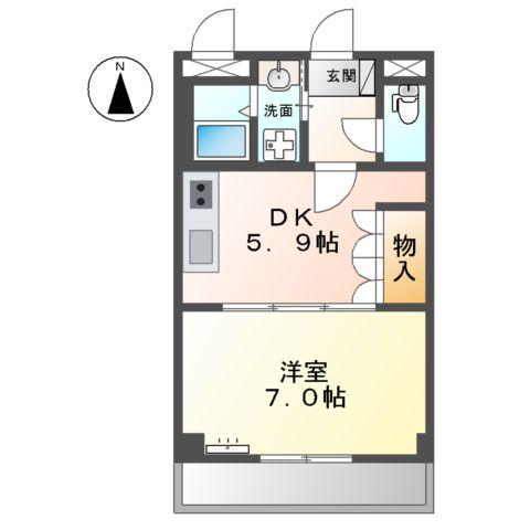 プランドール(1DK/2階)の間取り写真