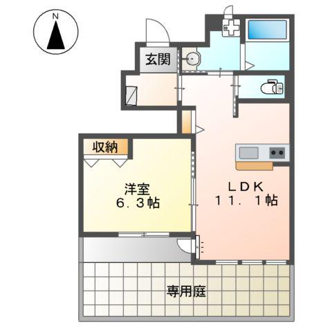 ブリアン・ルミエール(1LDK/1階)の間取り写真