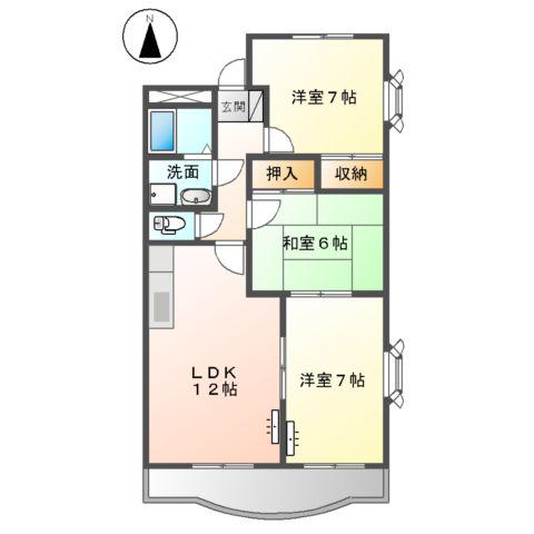 グランディア木太(3LDK/1階)の間取り写真