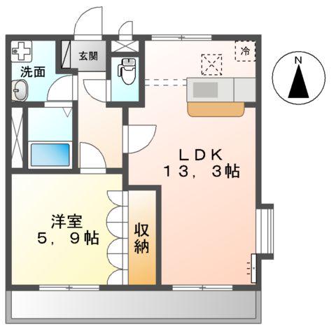 ラフォーレ木太(1LDK/1階)の間取り写真
