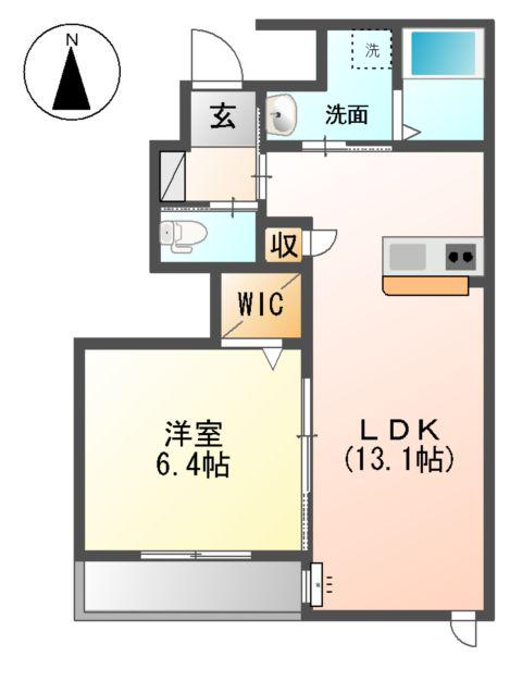 フィオーレ(1LDK/1階)の間取り写真