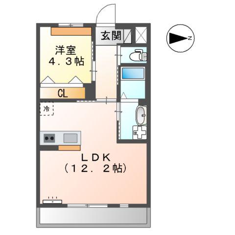 セレーノⅡ(1LDK/2階)の間取り写真