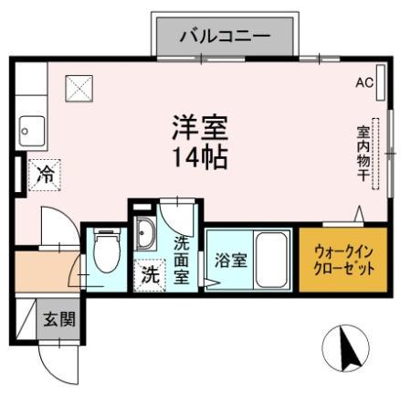 MIUMU A棟(ワンルーム/1階)の間取り写真