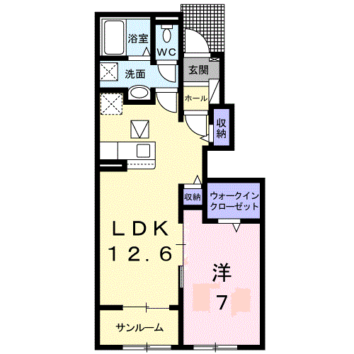 プレッソ太田Ⅳ(1LDK/1階)の間取り写真