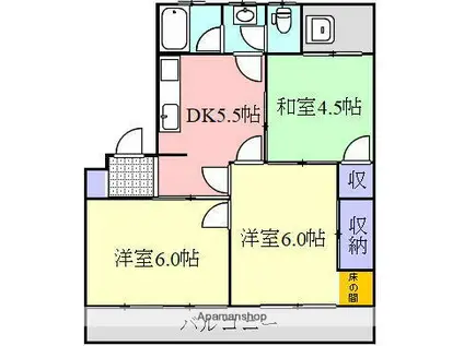 松原マンション(3DK/2階)の間取り写真