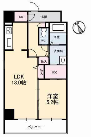 URBAN VISTA 中央町(1LDK/10階)の間取り写真