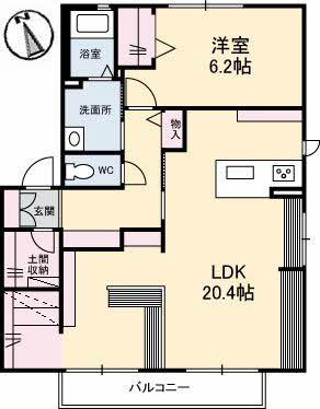 ひまわりハイツA(1SLDK/2階)の間取り写真