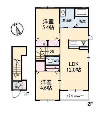 アプリコットⅡ(2LDK/2階)の間取り写真
