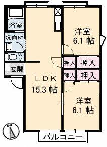 サングリーン太田A(2LDK/2階)の間取り写真