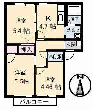 フレグランスMUKAI(3K/1階)の間取り写真
