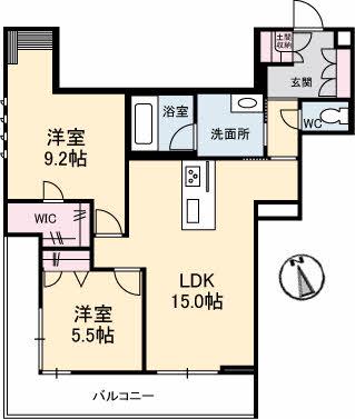 グレイスフォート伏石中央(2LDK/2階)の間取り写真