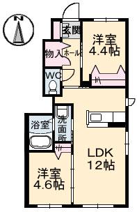 シャーメゾン上林A(2LDK/1階)の間取り写真