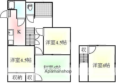 高松琴平電鉄琴平線 一宮駅 徒歩23分 2階建 築57年(4K)の間取り写真