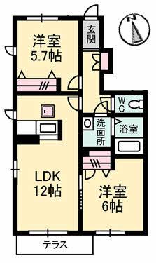 シャーメゾン春日A(2LDK/1階)の間取り写真