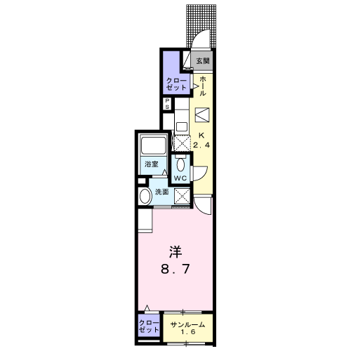 エスポワールA(1K/1階)の間取り写真