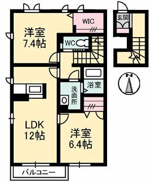シャーメゾンAJI(2LDK/2階)の間取り写真