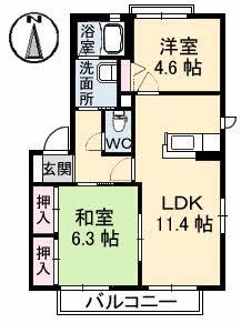 ドリームハイツKEN1(2LDK/2階)の間取り写真
