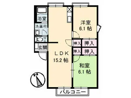 フレグランス太田A(2LDK/1階)の間取り写真