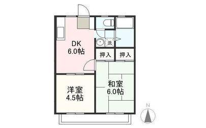 パナハイツ木太A・B・C(2DK/2階)の間取り写真